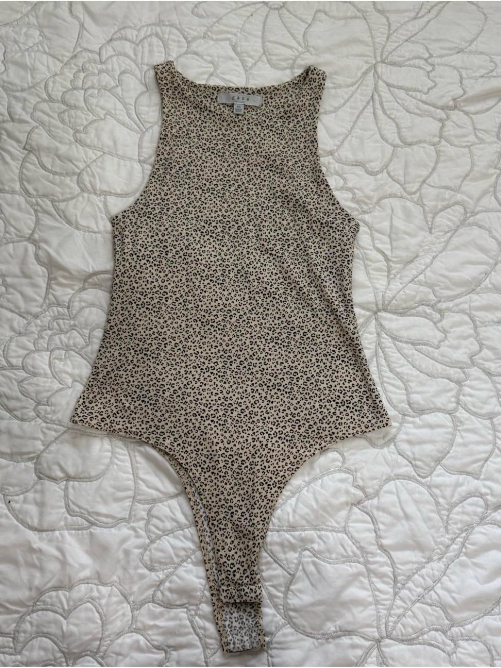 gaze Beige Leopard-Print Sleeveless Bodysuit